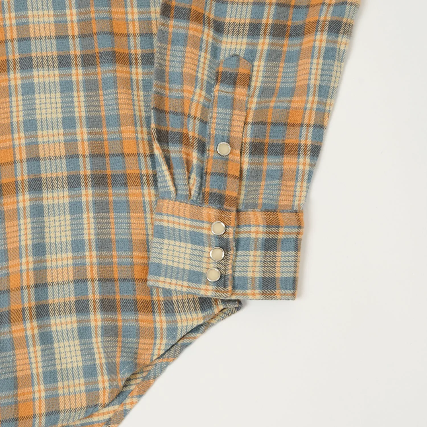 RRL Slim Fit Plaid Twill Western Shirt - Blue/Orange Comfortable Wear