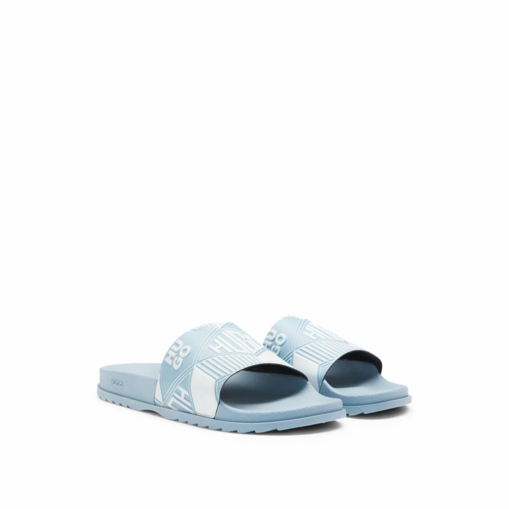 Italian-made slides with mixed logos Breathable Sole Comfortable Beach Footwear