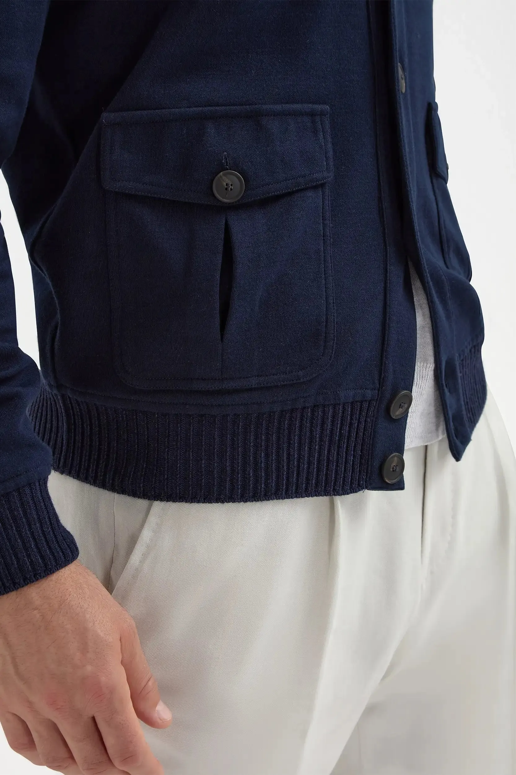 Blue cotton knitted bomber ?C Made in Italy Snow Day