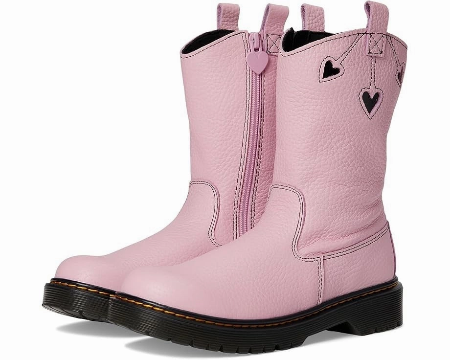 Non Compression Fit Energy Return Core Dr. Martens Bex Heart Boots Kids Pink Leather Round Toe Mid-Calf JOBB1550