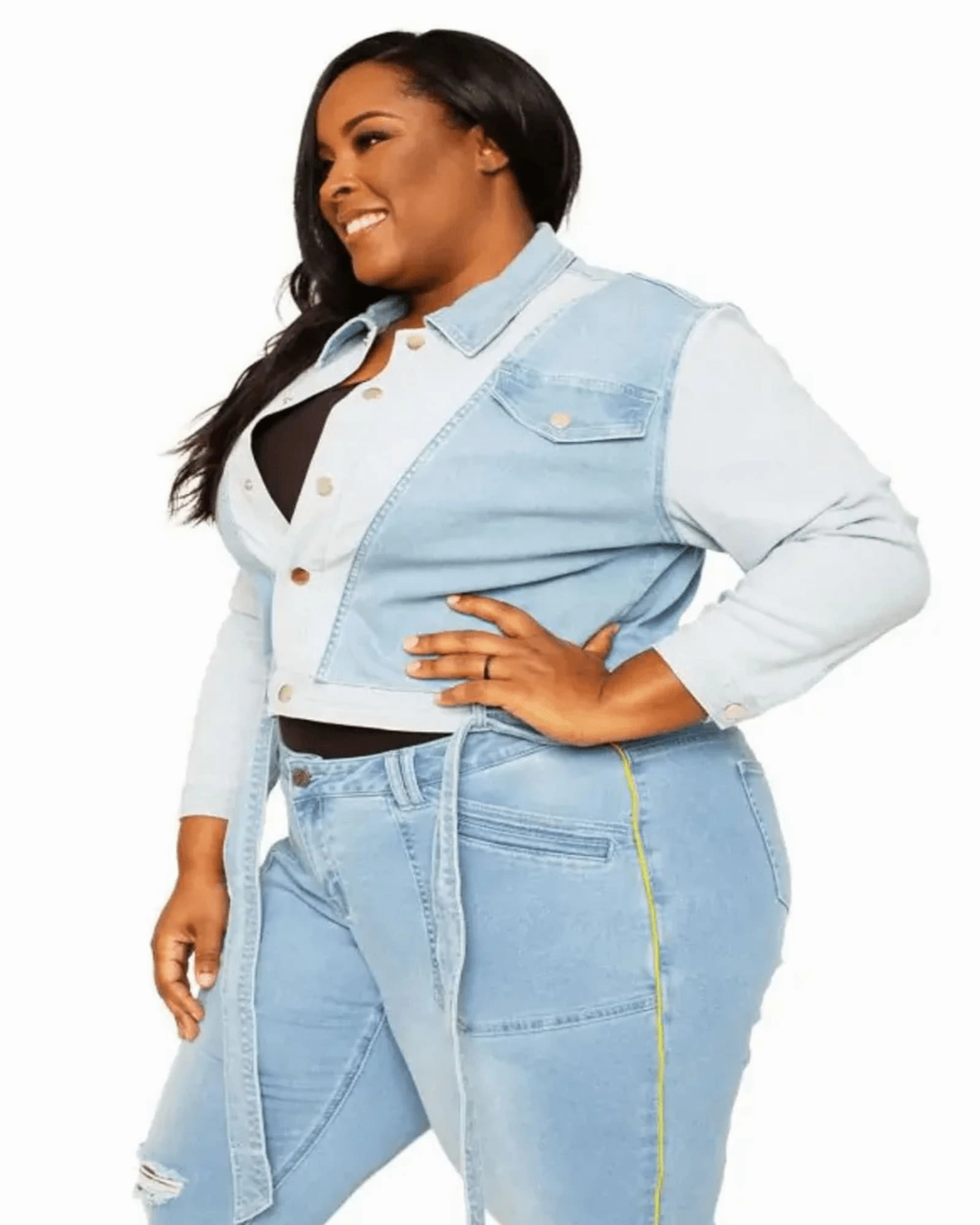 Melissa Belted Denim Trucker Jacket | 3209 Blue suitable for indoor activities Forget