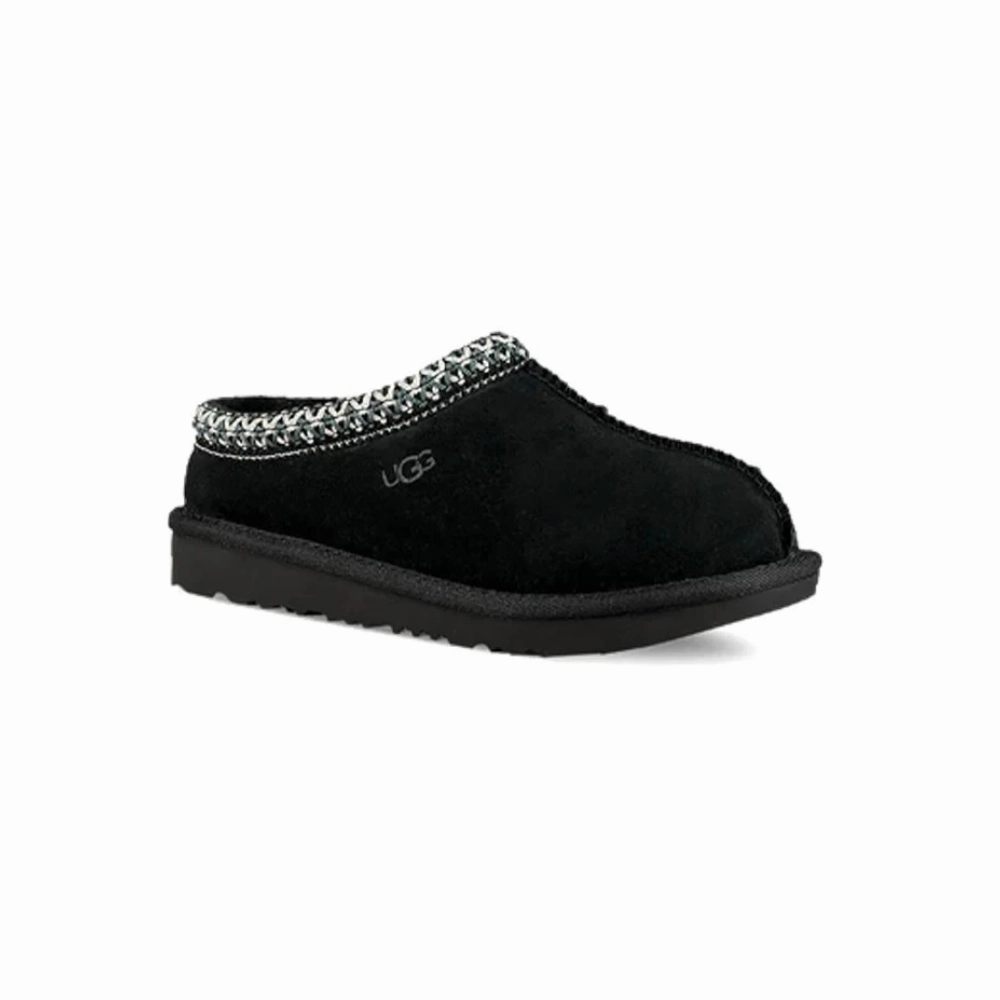 Ugg Tasman II 1019066K-BLK Slippers Kids Black Suede Round Toe Slip-On GUG68 Active Lifestyle Comfortable for jogging