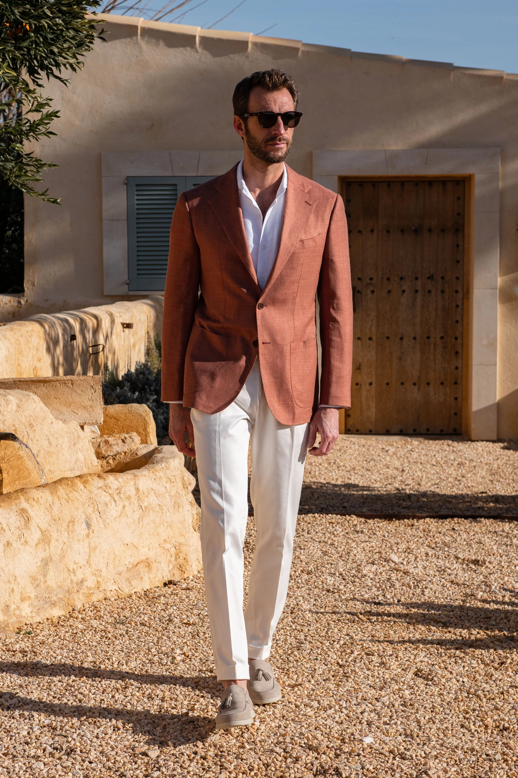 Rusty wool linen and silk jacket - Made in Italy group outing