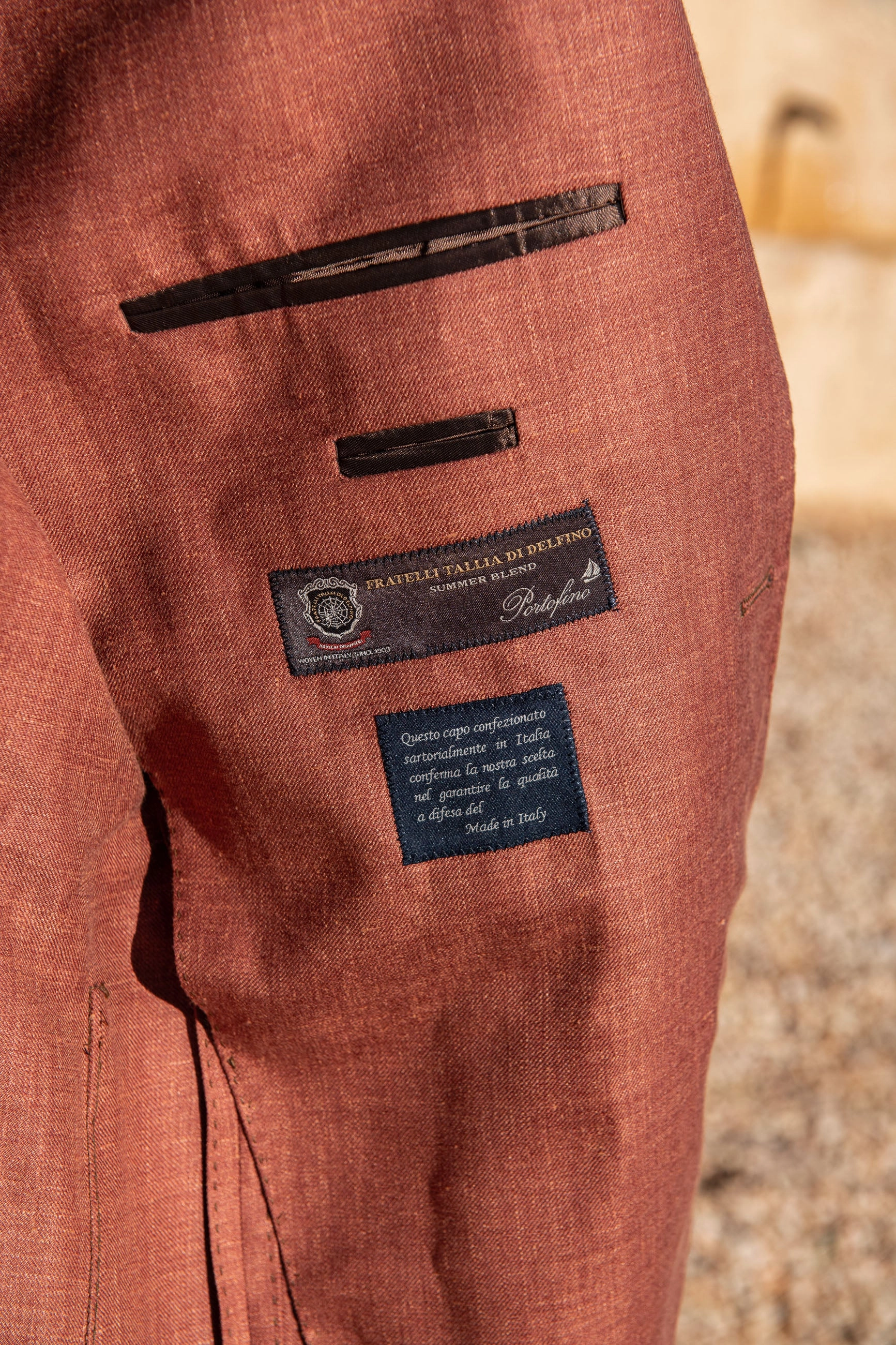 Rusty wool linen and silk jacket - Made in Italy NonBulkyFit Spark