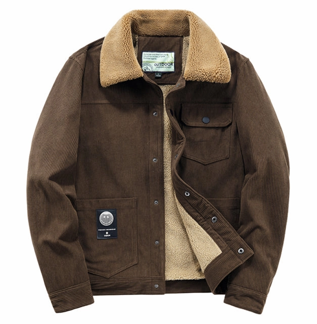 Reunion Surf West Louis? Warm Windbreaker Fur Collar Corduroy Jacket