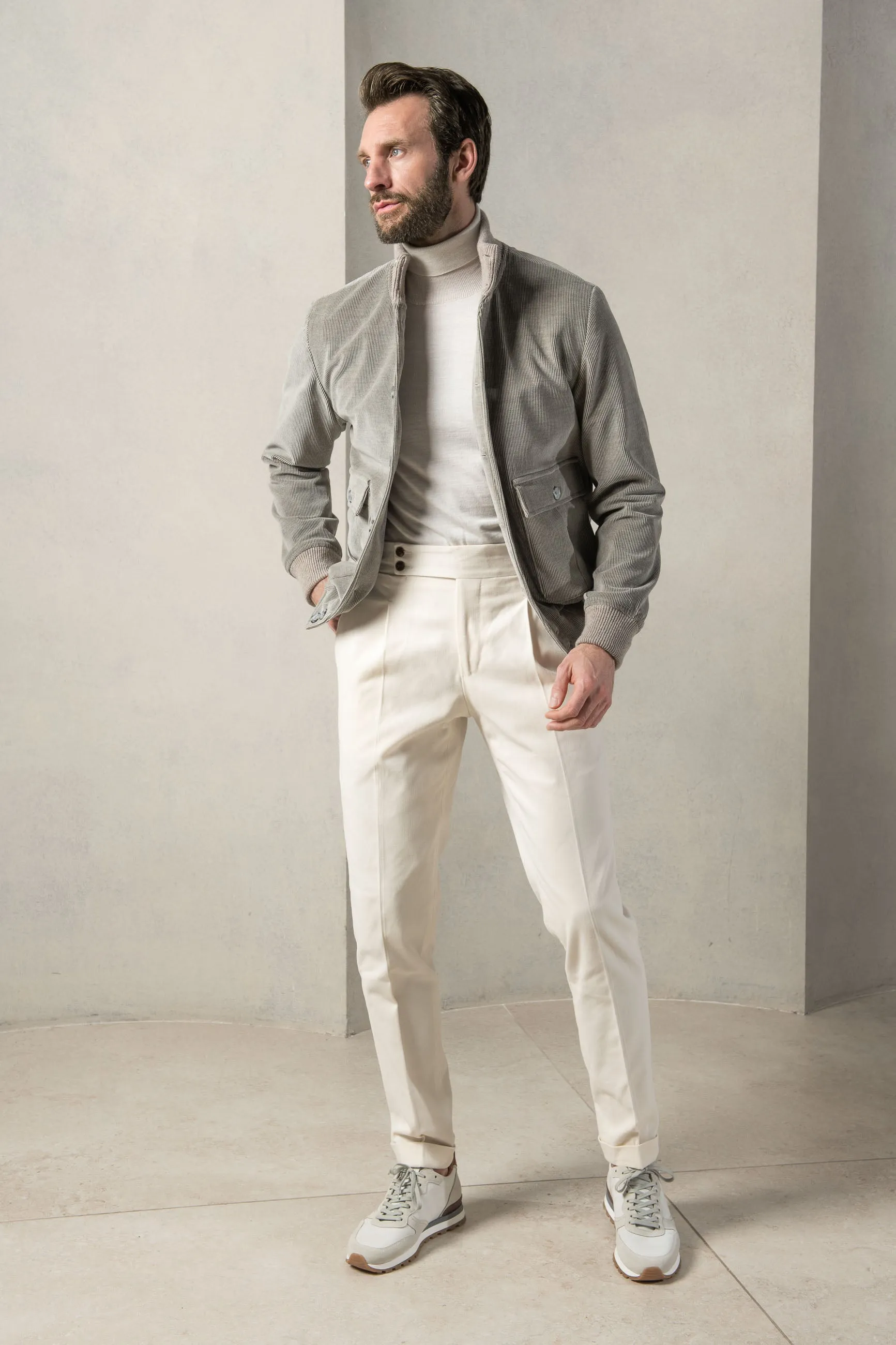 Sage corduroy bomber jacket ?C Made in Italy retro look Refined Casual