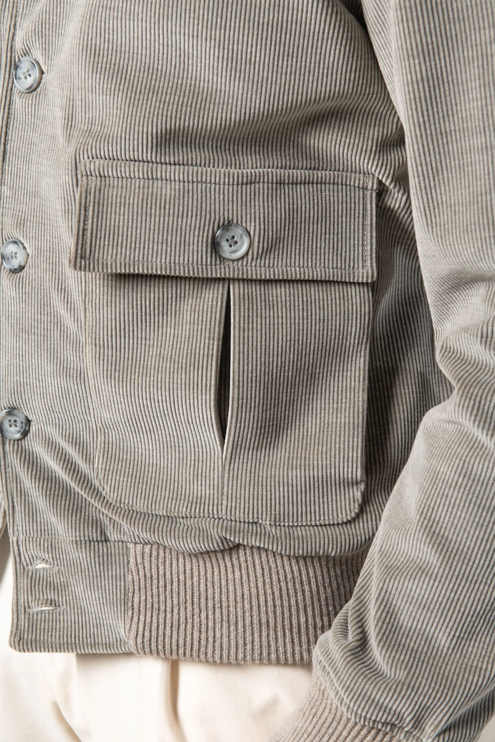 Sage corduroy bomber jacket ?C Made in Italy Non Irritating Edging