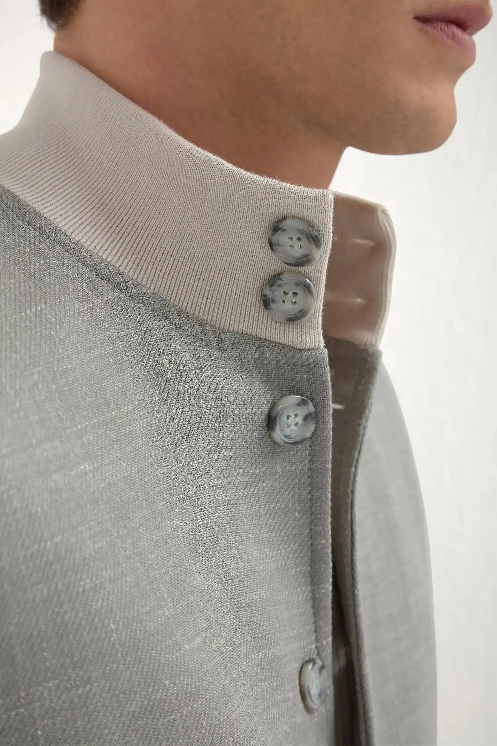 Sage wool silk and linen bomber - Made in Italy Versatile Layering Options