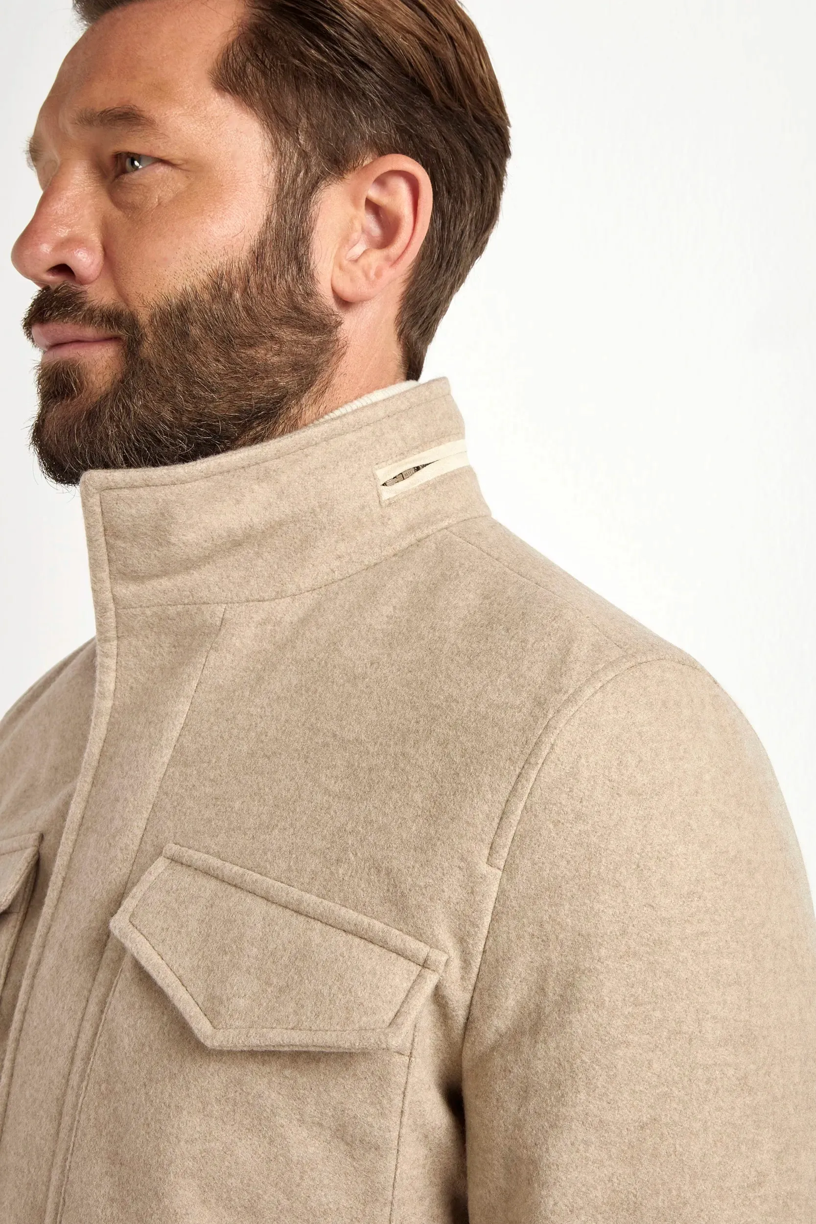 Outdoor Adventure Wear Sand cashmere field jacket - Made in Italy