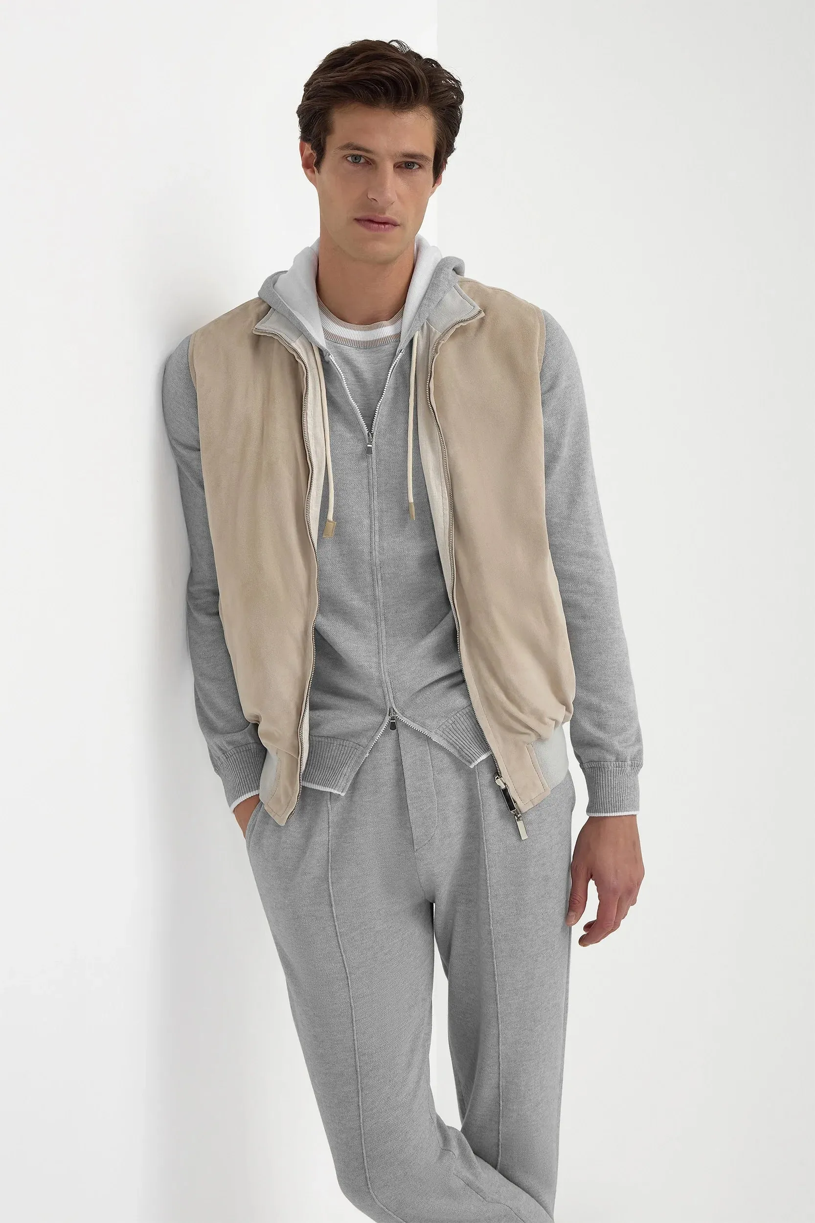 Sand suede reversible vest - Made in Italy PFC Free Waterproofing Two Tone Design