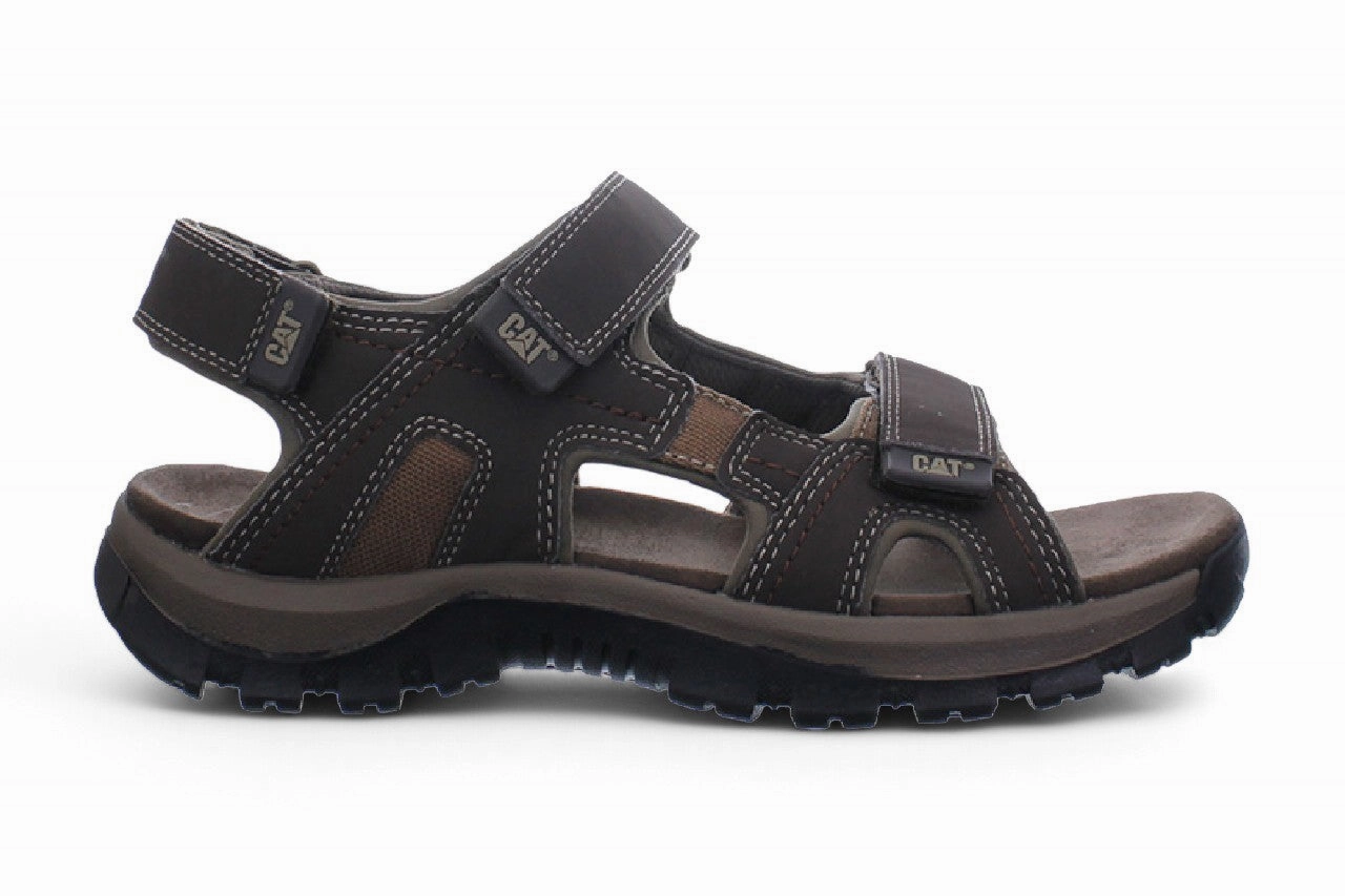 Caterpillar Men's Black Leather Giles Trekking Sandals Travel Days Sporty Comfort