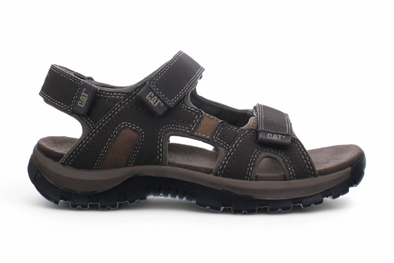 Caterpillar Men's Black Leather Giles Trekking Sandals Shock Absorbing