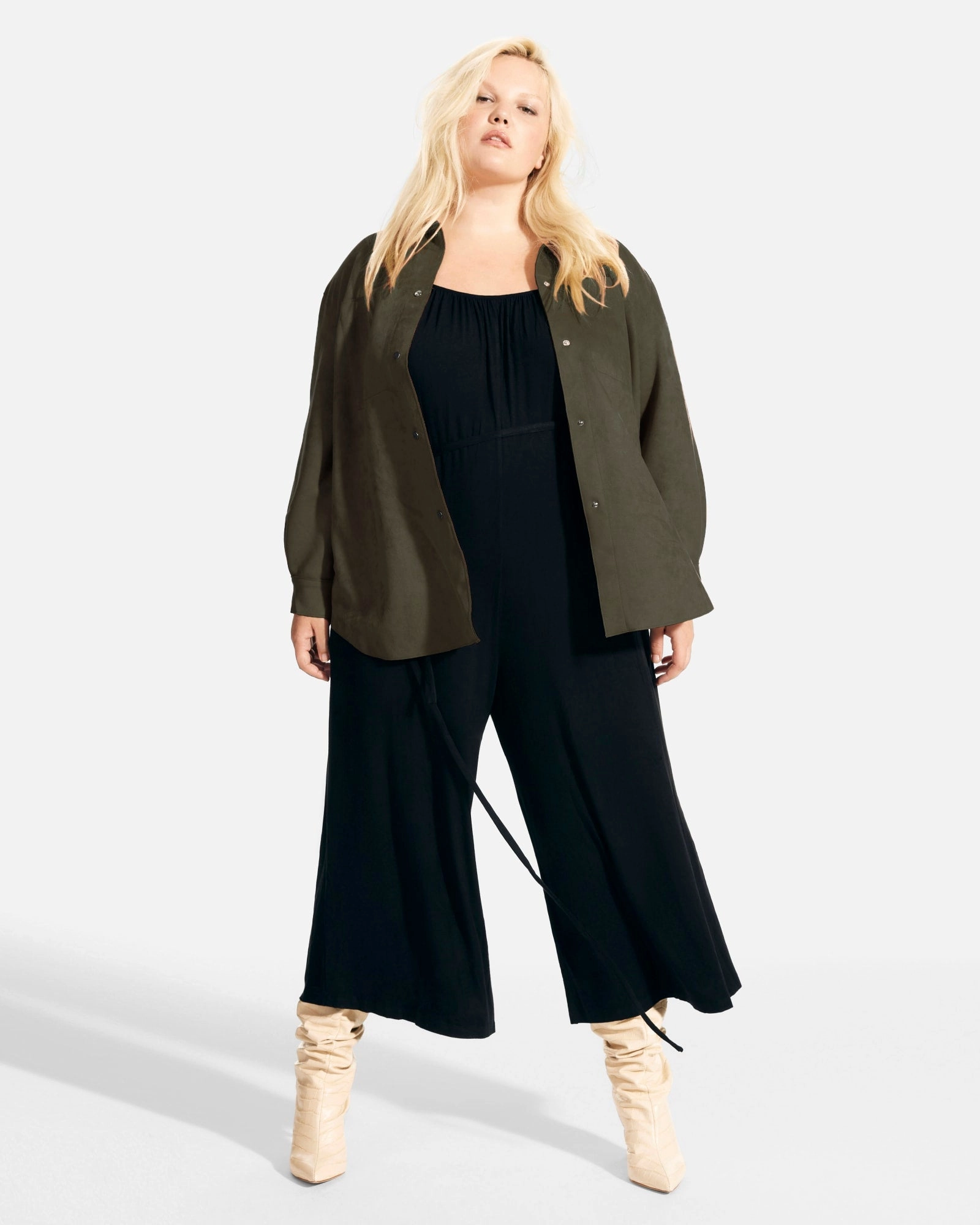 Raglan Sleeve Construction Saphira Faux Suede Shacket | Olive Green