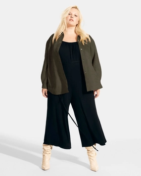 Raglan Sleeve Construction Saphira Faux Suede Shacket | Olive Green