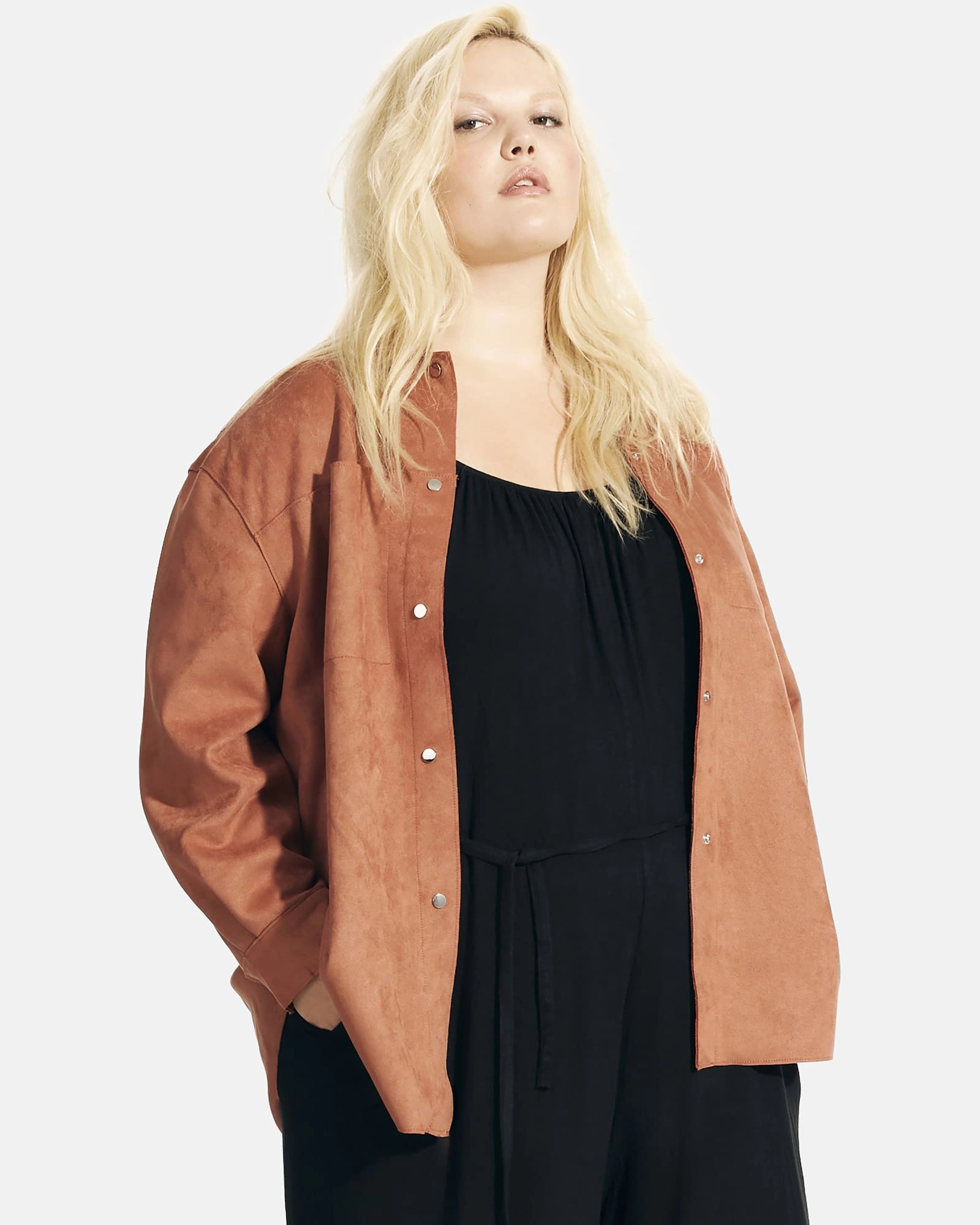 Selection Saphira Faux Suede Shacket | Terracotta