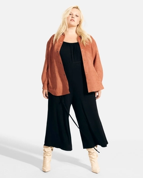 Non Bulky Insulation Saphira Faux Suede Shacket | Terracotta