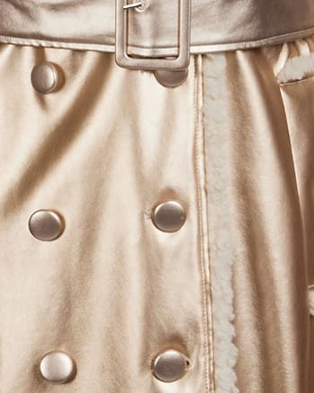 Cross Ventilation Channels Shearling Edge Gold Trench Coat | Gold