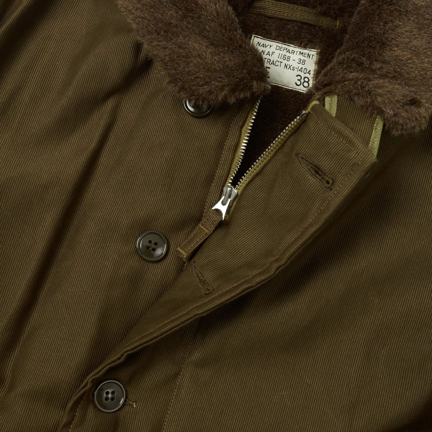 Airtight Seam Sealing Thermal Core Technology Freewheelers & Co Type N-1 Deck Jacket - Dark Red Beige