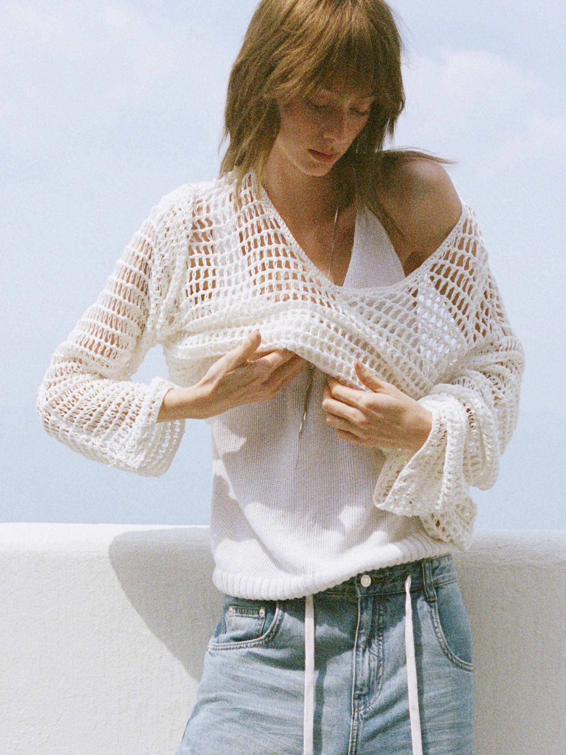 Crochet Fishnet Sweater Unisex style Smart Wear