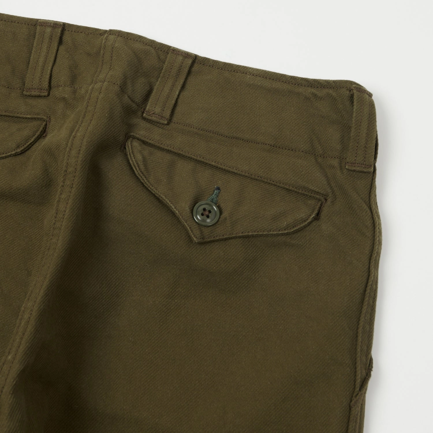 Double Layered Hem Freewheelers & Co Military 'Aviators' Trouser - Dark Olive