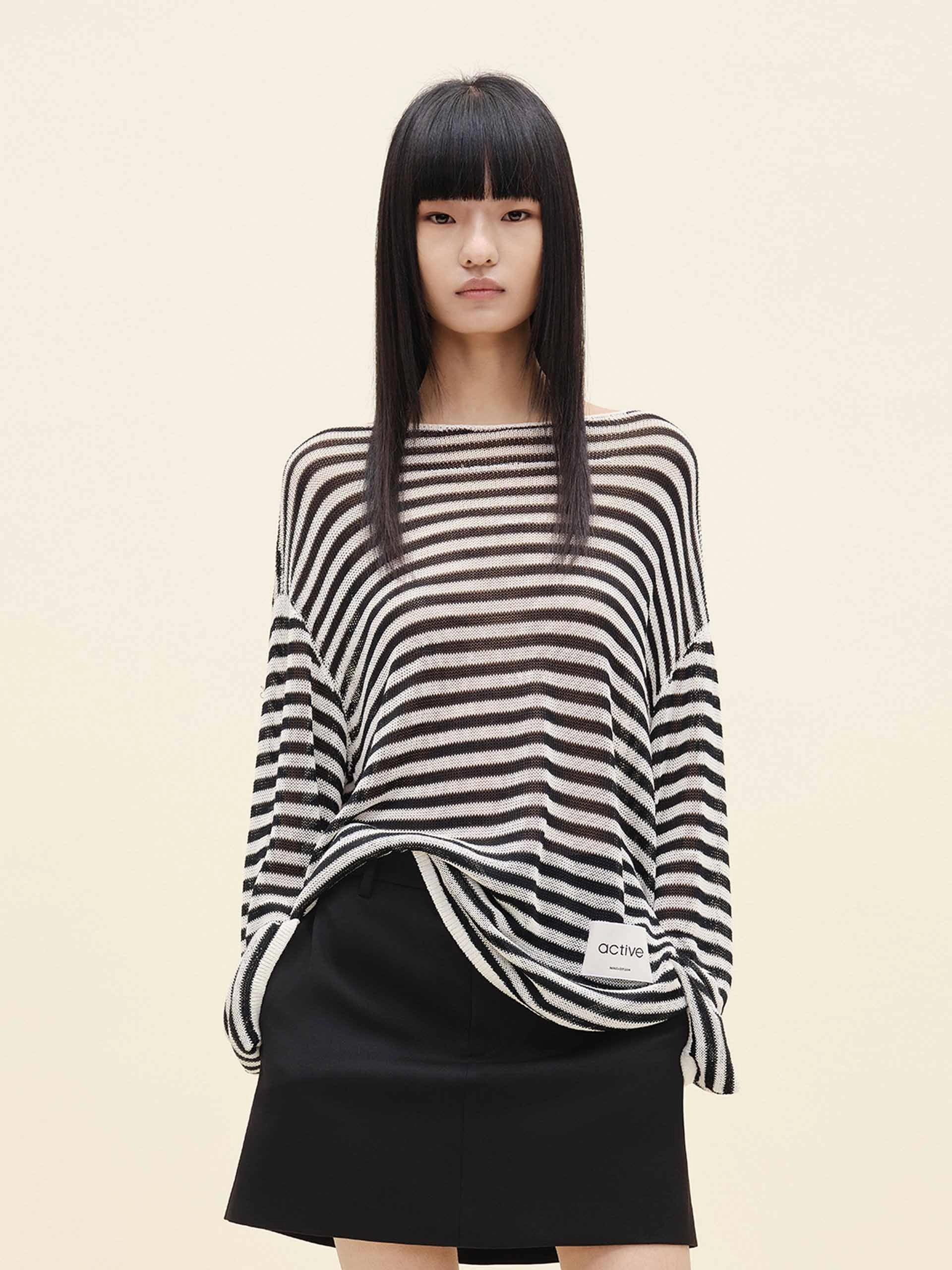 Comfort Layer Lightweight Merino Wool Blend Striped Sweater