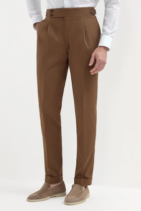 Performance Fit Packable design Brown cotton Soragna trousers - Made in Italy