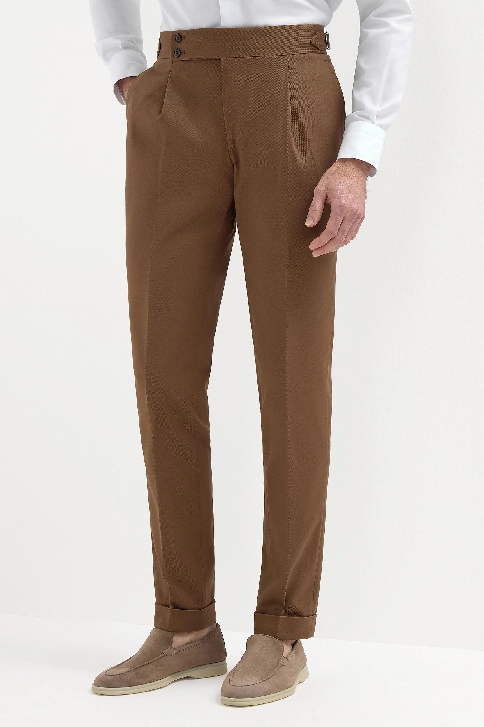 Brown cotton Soragna trousers - Made in Italy StretchWaistband