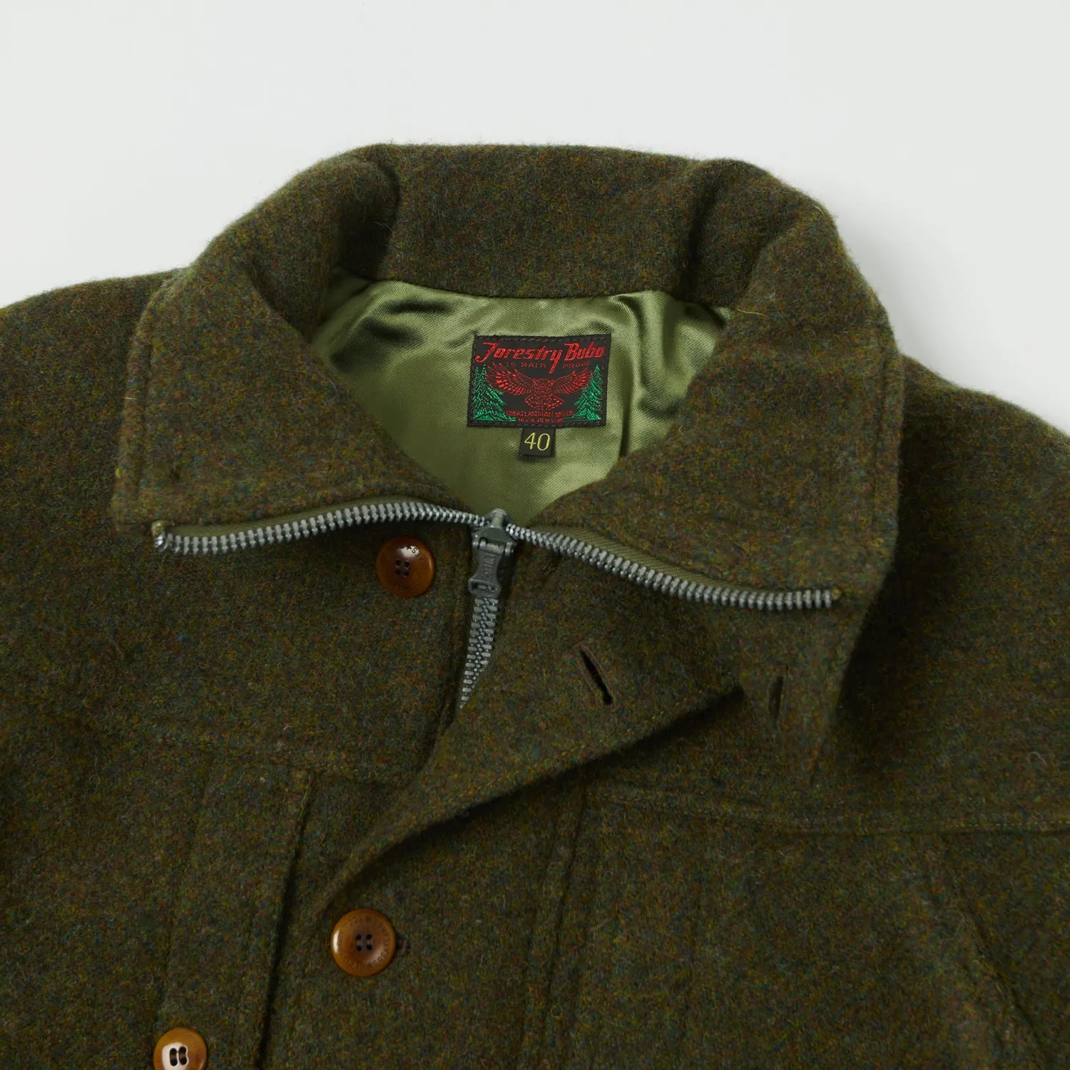 Freewheelers & Co Great Lakes 'Grizzly' Jacket - Grained Olive Headphone Hole