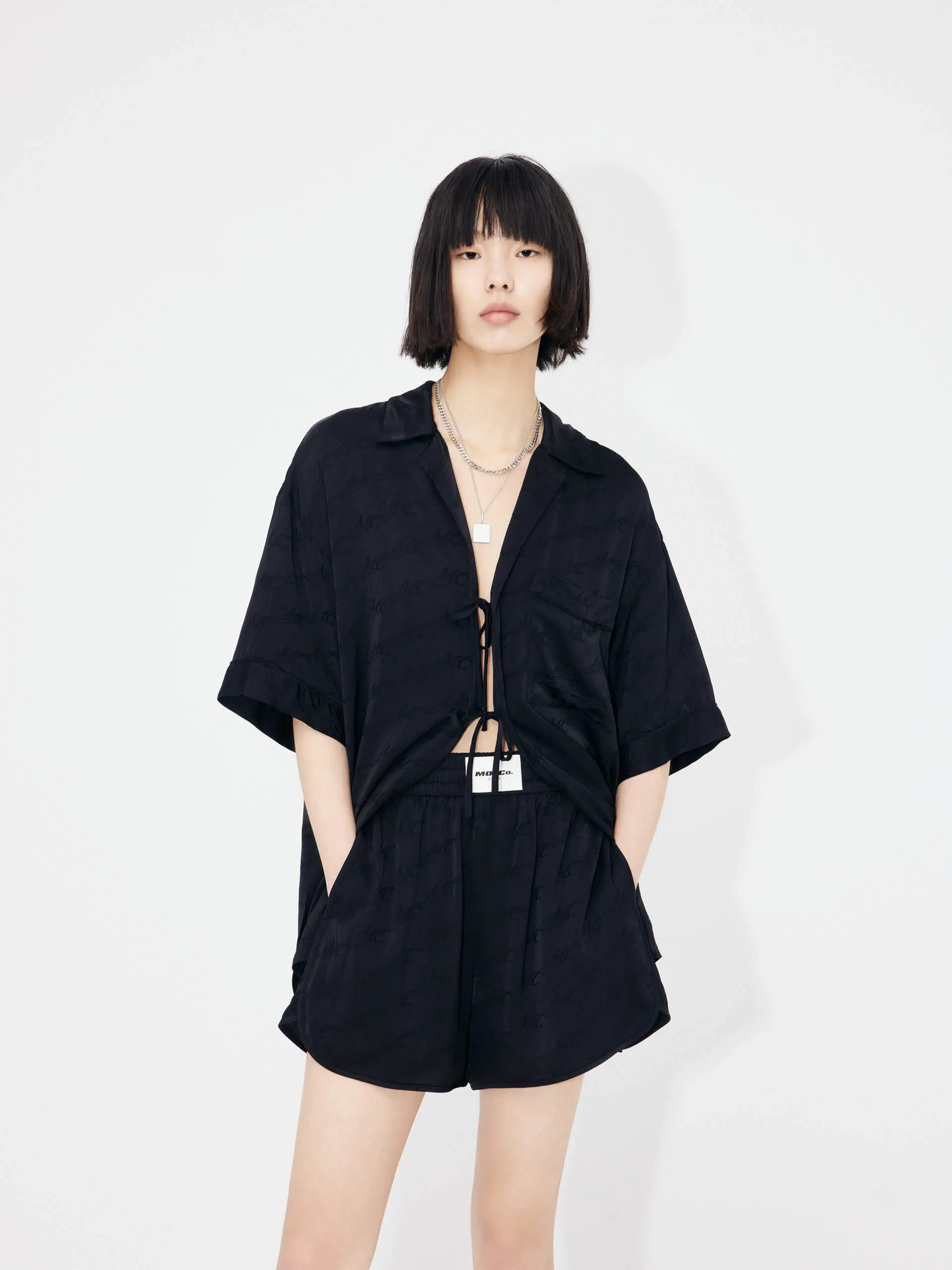 Self Tie MC Jacquard Shirt Neutral Tones