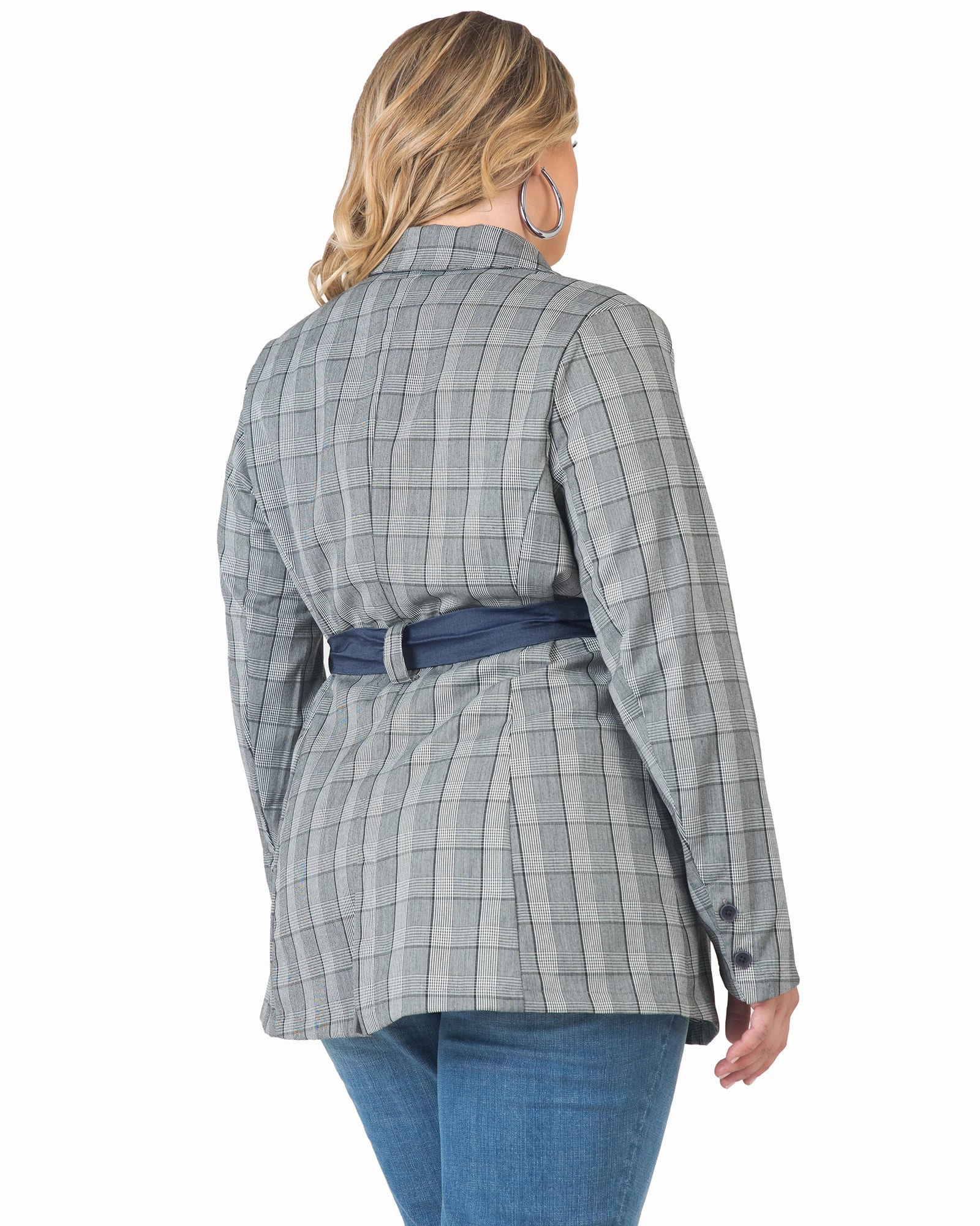 Custom Selma Wrap Blazer | Black & White Plaid