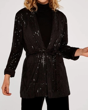 Fall Friendly popular in America Sequin Belt Blazer in Black | Black