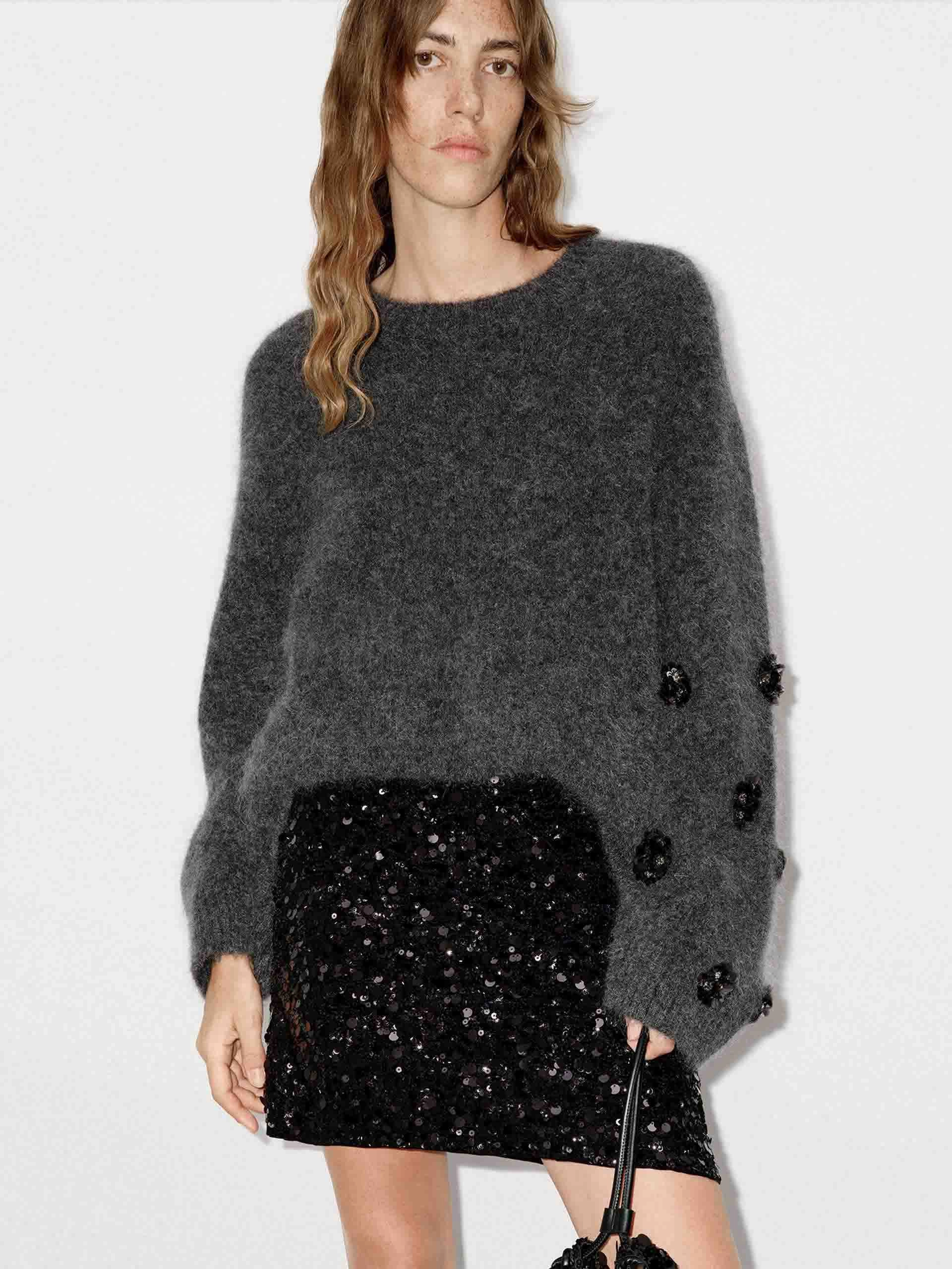 Cozy Style Wear Sequin Detail Fluffy Sweater
