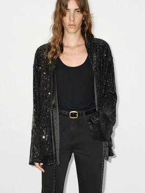SlipResistantFastenings Sequin Textured Loose Coat