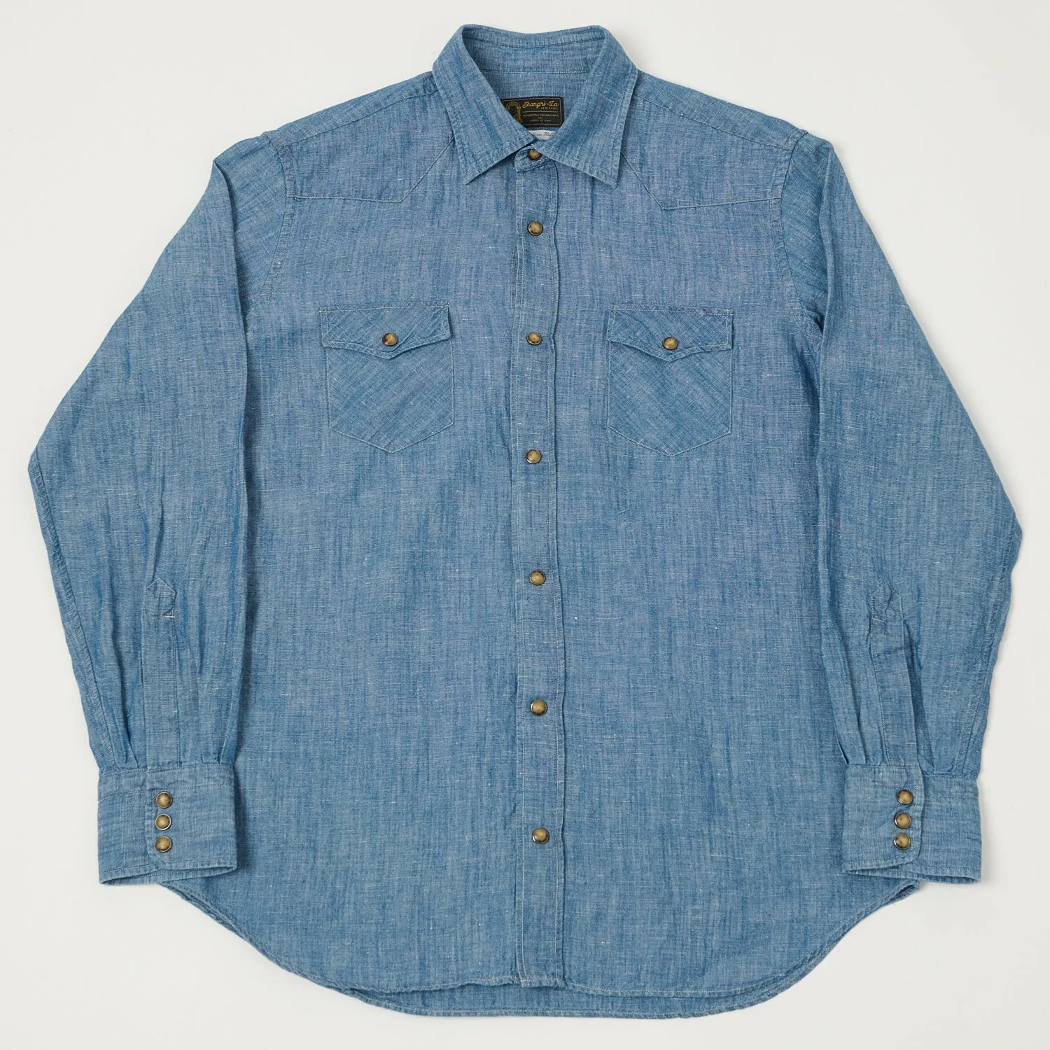 Shangri-La Heritage 'Gonzo' Linen Chambray Western Shirt - Light Blue Versatile Fit Sporty Appeal