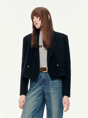 Cropped Fit Wool Blazer Tailored Wear premium design