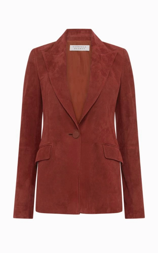 Leiva Blazer in Burnt Sienna Suede Fashionable Layer Flattering Business Wear