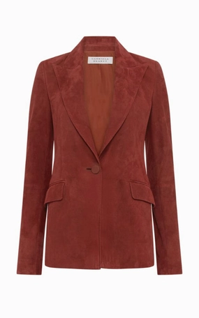 Leiva Blazer in Burnt Sienna Suede Professional Layering