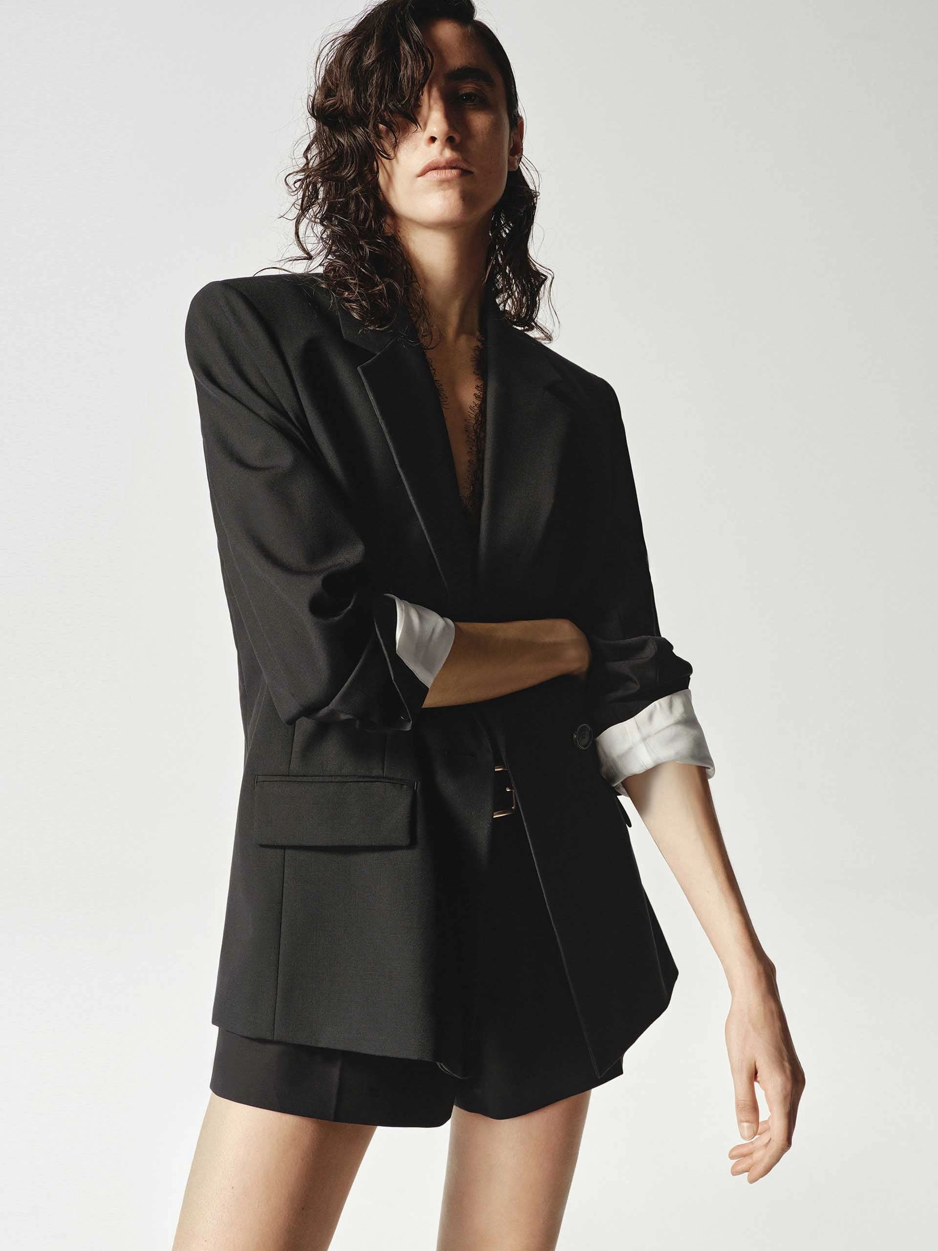 Executive Tailoring Sleek Comfort Wool Blend Long Blazer