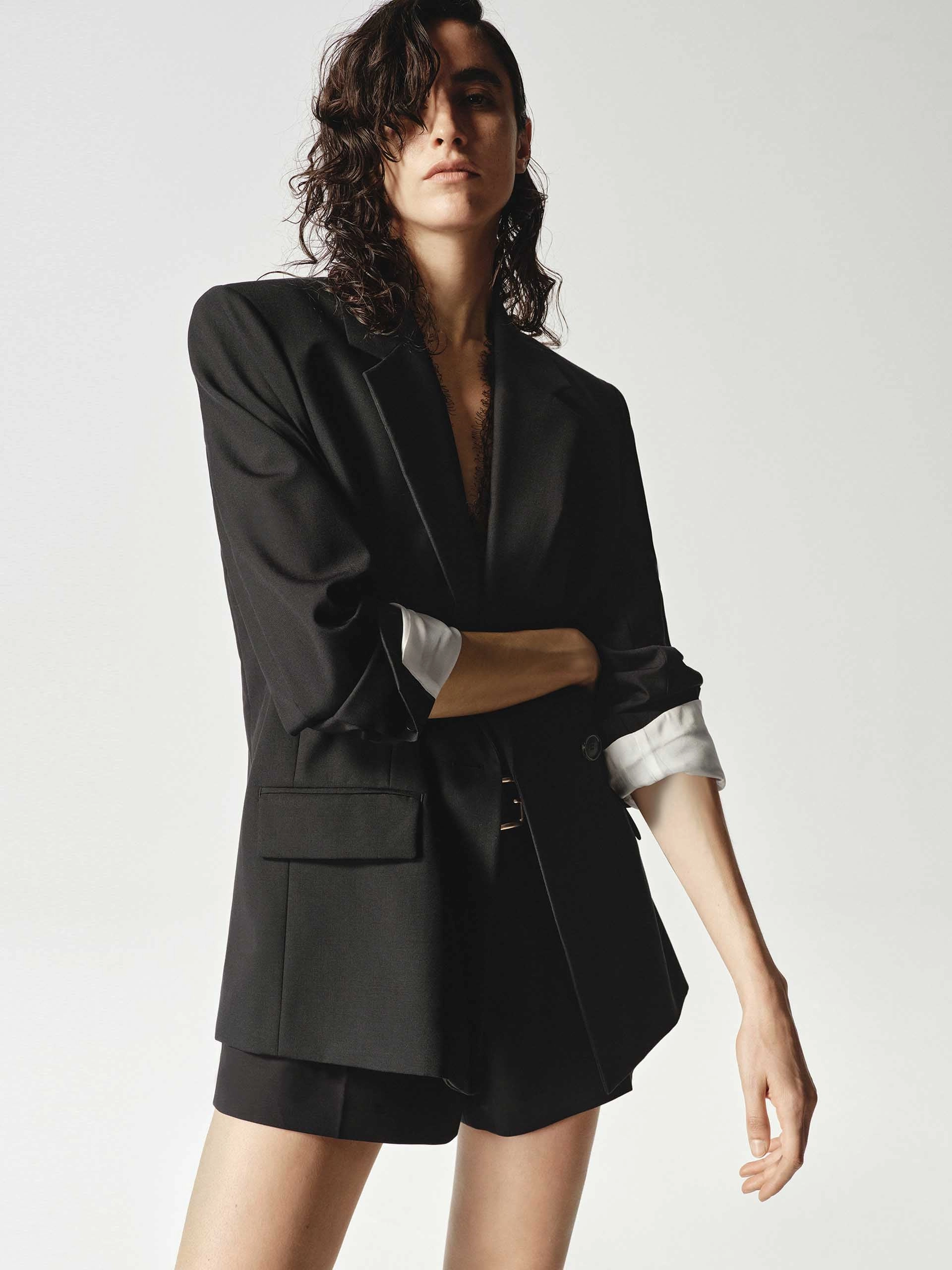 Wool Blend Long Blazer Perfect Tailoring