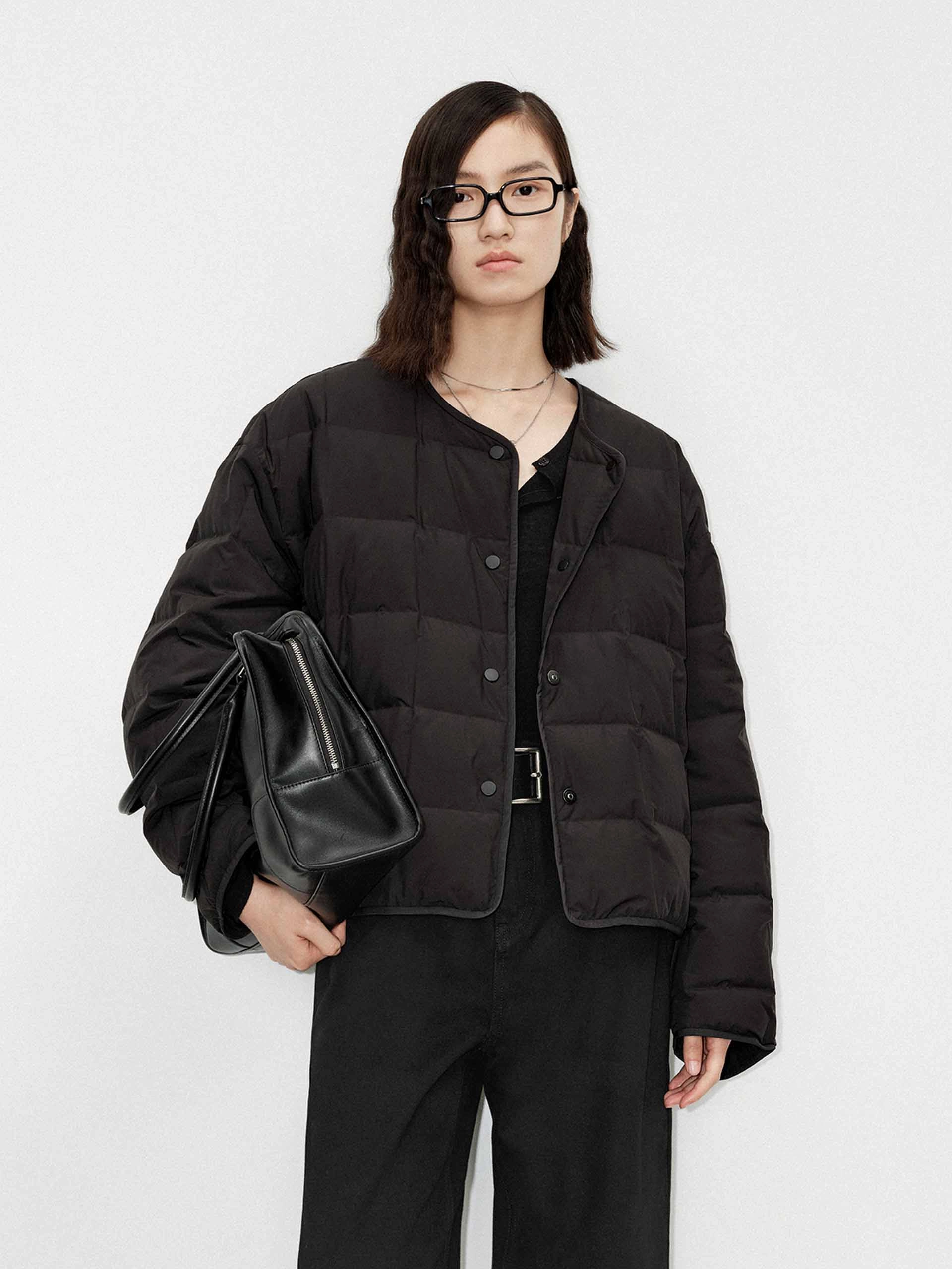 Collarless Quilted Puffer Jacket On The Go Layer Airy Cloth