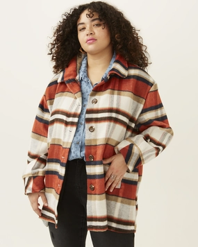 All Day Comfort Minimalist Aesthetic Crysta Plaid Shacket | Orange / Tan