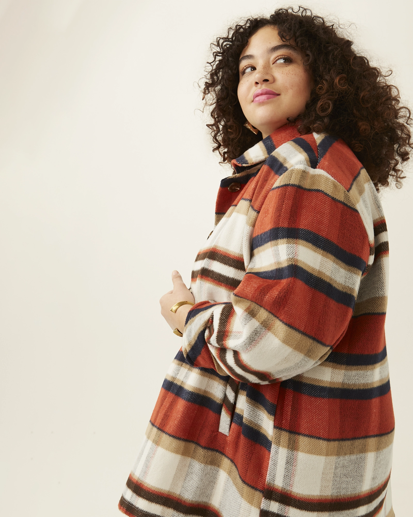 Crysta Plaid Shacket | Orange / Tan Endorse