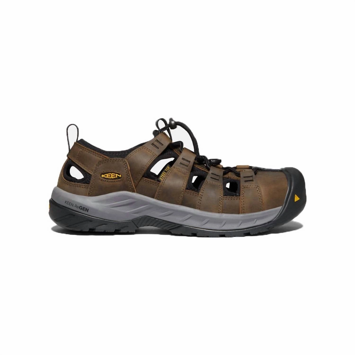 Men's Utility Atlanta Cool Work Sandals In Cascade Brown/black Relax Vibe Adjustable Backstrap Closure