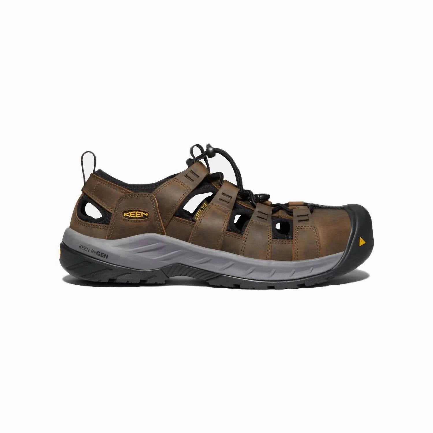 Non Marking Outsole Sporty Casual Footwear Men's Utility Atlanta Cool Work Sandals In Cascade Brown/black