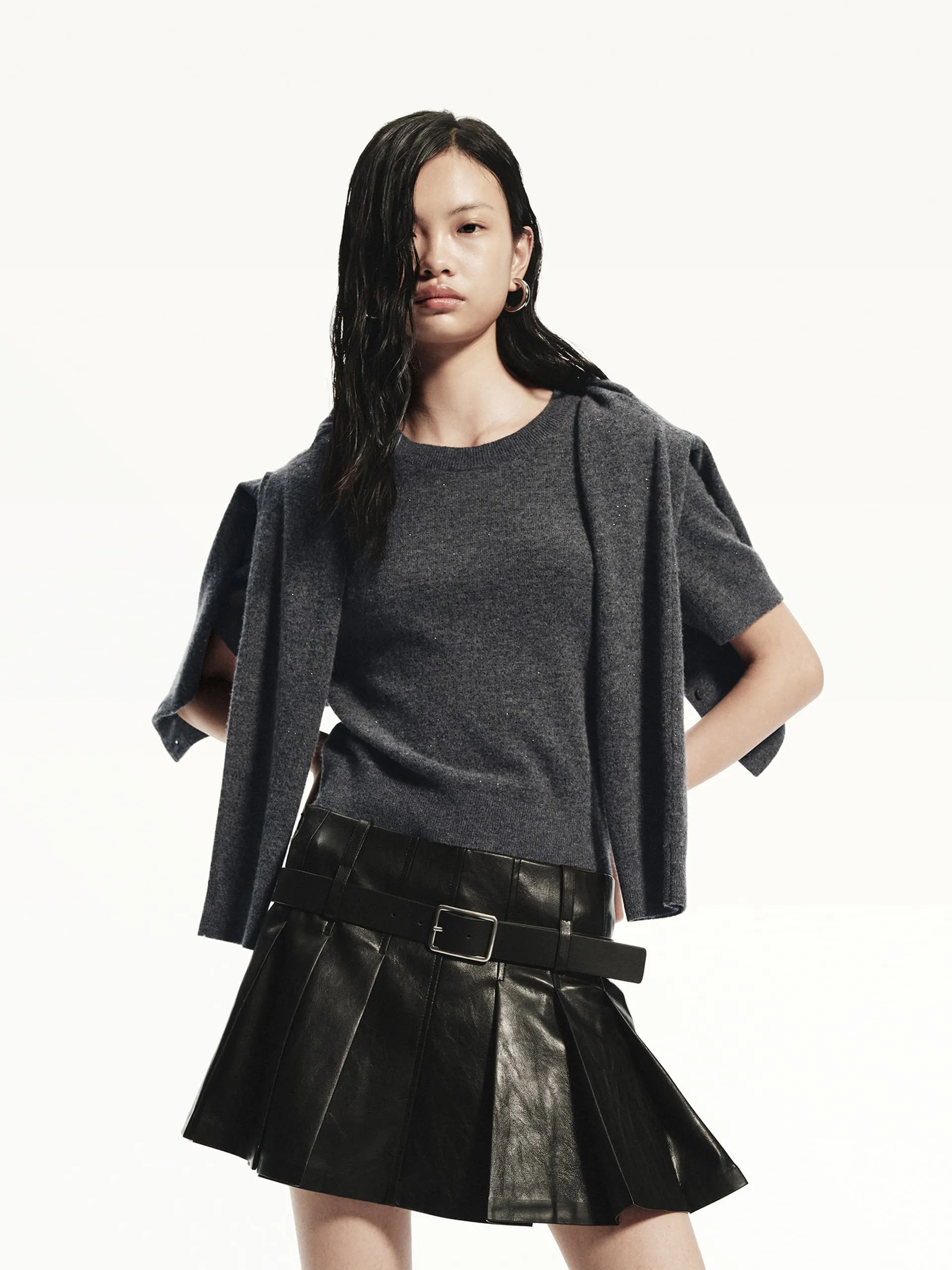 Knit Comfort Knit Fabric Short Sleeve Wool Top