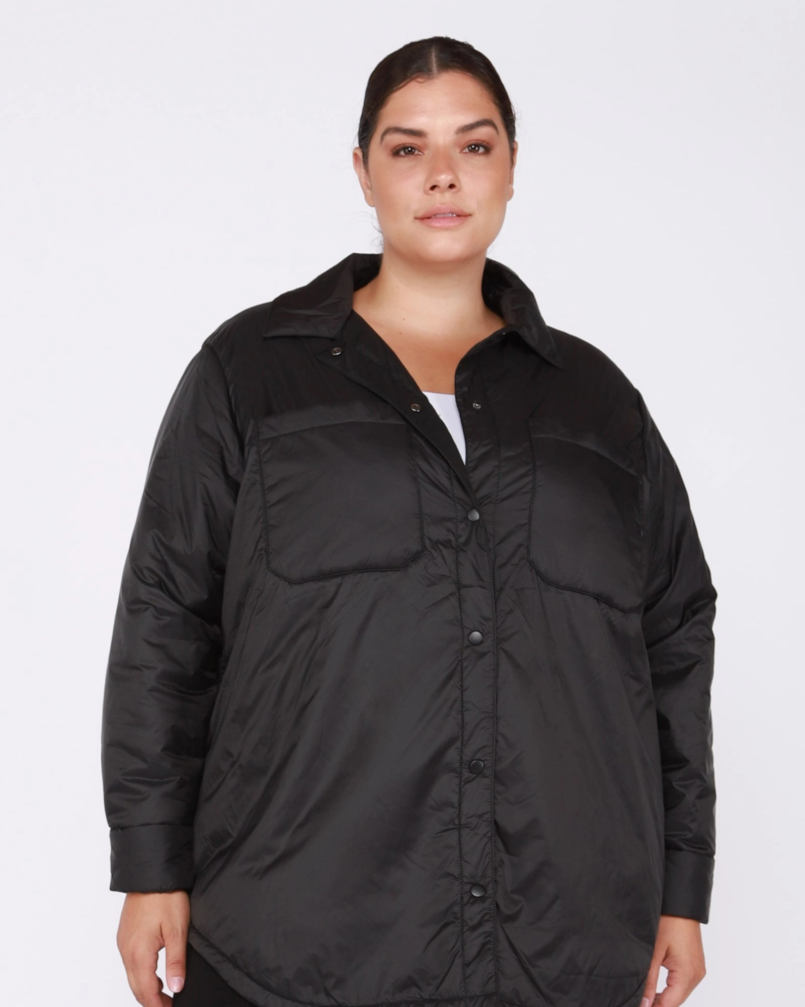Thrive Leah Snap Front Puffer Jacket | Black