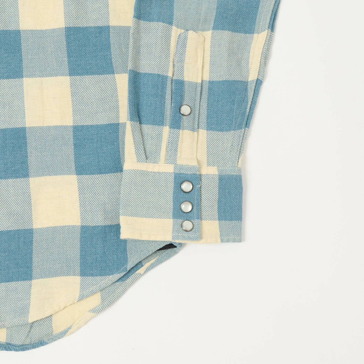 RRL Slim Fit Plaid Twill Western Shirt - Indigo/Cream Casual Style