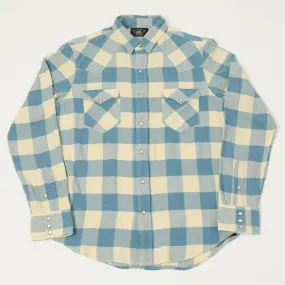 RRL Slim Fit Plaid Twill Western Shirt - Indigo/Cream Quick Dry Construction Friends Meetup