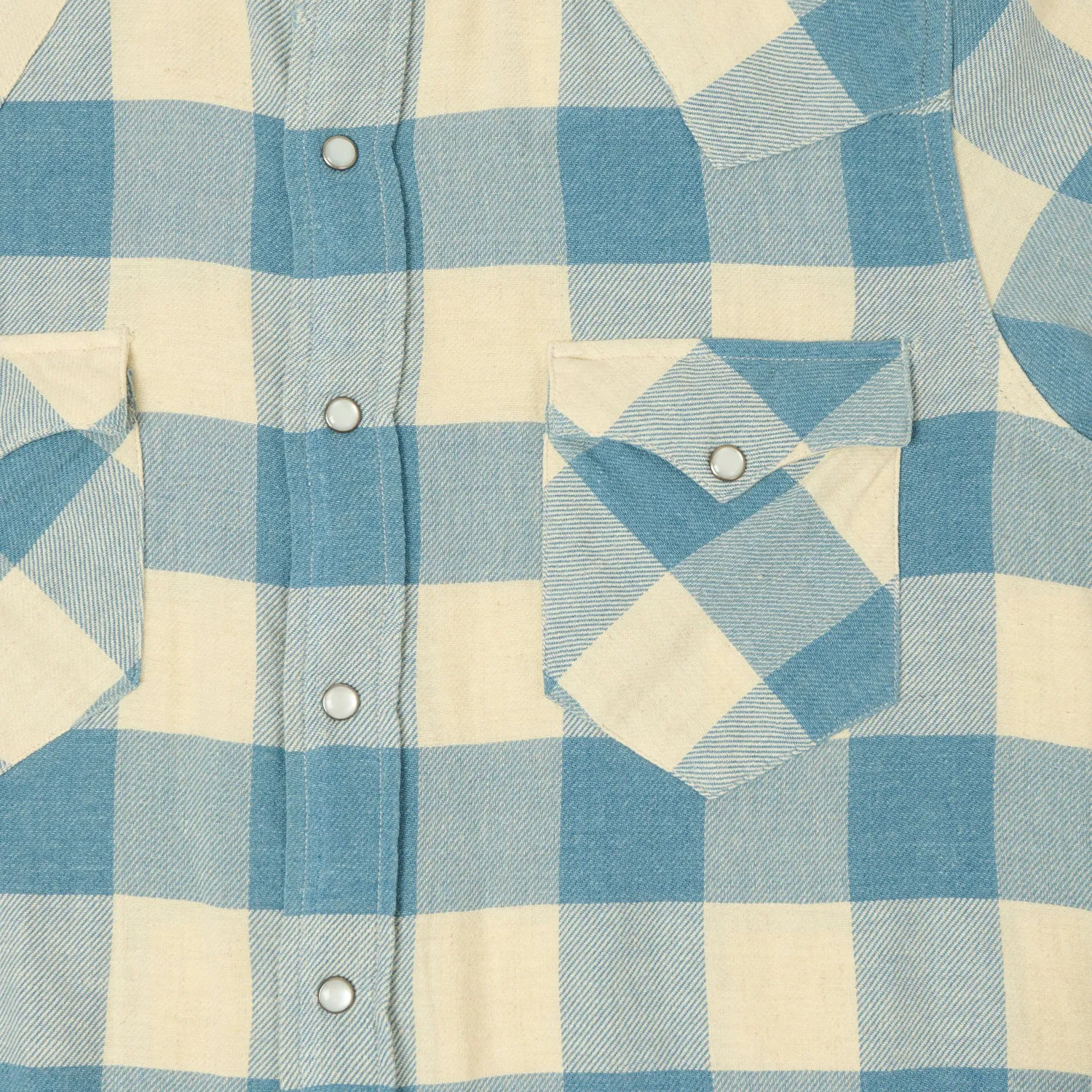 Relaxed Look RRL Slim Fit Plaid Twill Western Shirt - Indigo/Cream