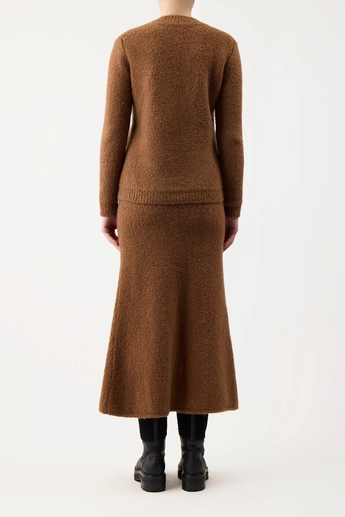 Pablo Knit Midi Skirt in Cognac Cashmere Silk Boucle Stylist Pick